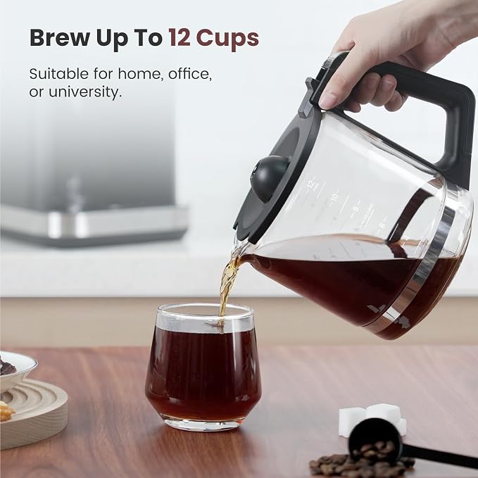 Gevi Touchscreen 12-Cup Coffee Maker, Bold & Iced Brew, Glass Carafe | 12-Cup Drip Brewer, Programmable Timer, 4H Warm Plate, Auto Shutoff, Reusable Filter