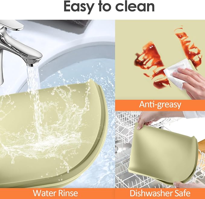 Silicone Coffee Maker Mat with Lip for Countertops, 24'' x 16'', Sage Green | Multi leak-proof coffee tray for countertop, non-slip silicone mat fits most coffee makers & espresso machines, wipe-clean