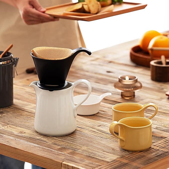 ZERO JAPAN - Bee House Pour Over Coffee Dripper - Ceramic Coffee Maker with Elegant Peek Hole, Drip Cone Brewer Coffee Gifts, Brewing Accessories - Noble Black, Standard Size