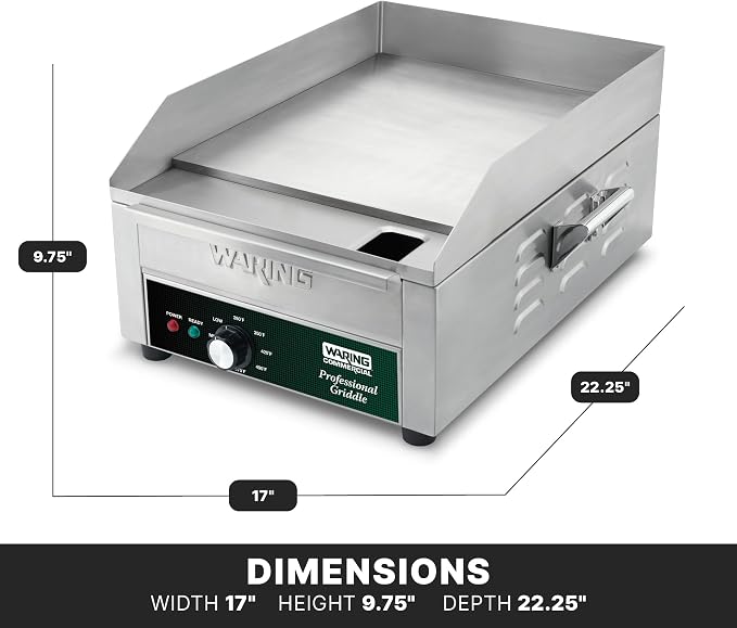 Waring Electric Countertop Griddle with 14" x 16" Cooking Surface | 14" x 16" Cooking Surface, Professional Flat Top, NSF Certified for Commercial Kitchens & Restaurants