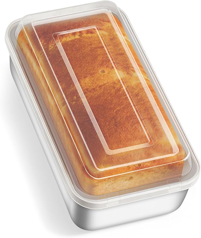 TeamFar Loaf Pan for Baking Bread, 9 x 5 Inch Bread Loaf Pan with Lid | Stainless Steel Meatloaf Pan Tin for Homemade Bread, Brownies, Meal Prep, Storage, Healthy & Dishwasher Safe