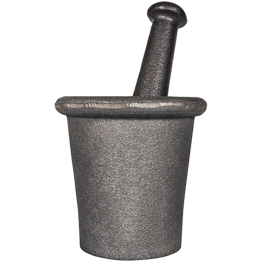 Cast Iron Mortar and Pestle Tool Set Rock-Ore Crusher Grinder Large Size 8 Pound / 3.6KG, Gold Panning Mining Pulverizer, Multipurpose for Kitchen Spices Grinder Smasher