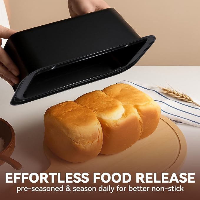 Yoehka 6 Pack Bread Pan Set, Non-Stick 8×4 Carbon Steel Loaf Pans, Black | Baking Homemade Bread, Sourdough, Brownies, Cake, Rectangle Baking Pans