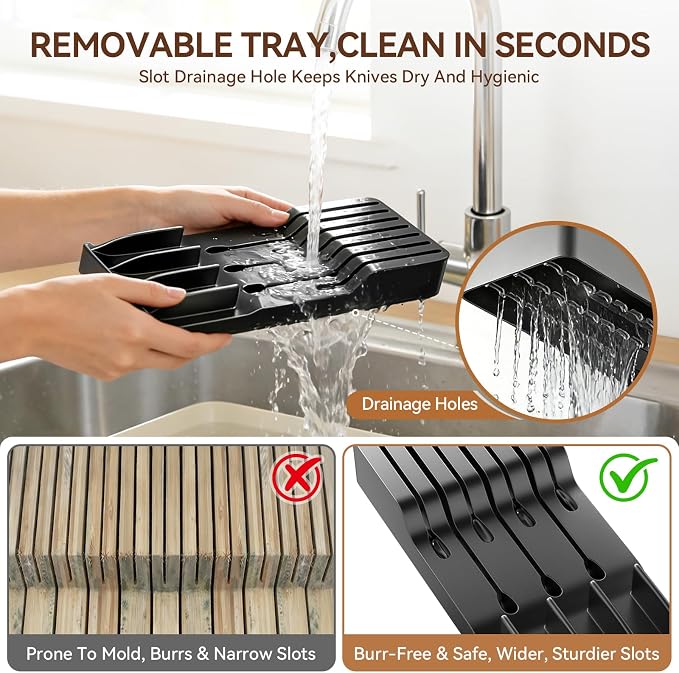 MAD SHARK Knife Set, Kitchen Knife Block Sets 8Pcs | High Carbon Stainless Steel, Ultra Sharp Kitchen Knives Sets, Non-Slip Ergonomic Handle,Includes Drawer Organizer, Gift Box