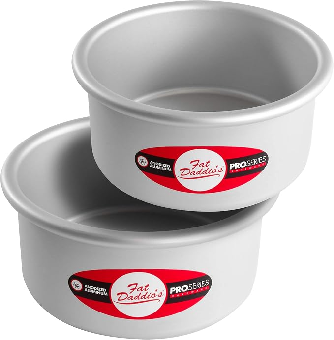 Fat Daddio's Anodized Aluminum Round Cake Pans, 2 Piece Set, 6 x 3 Inch