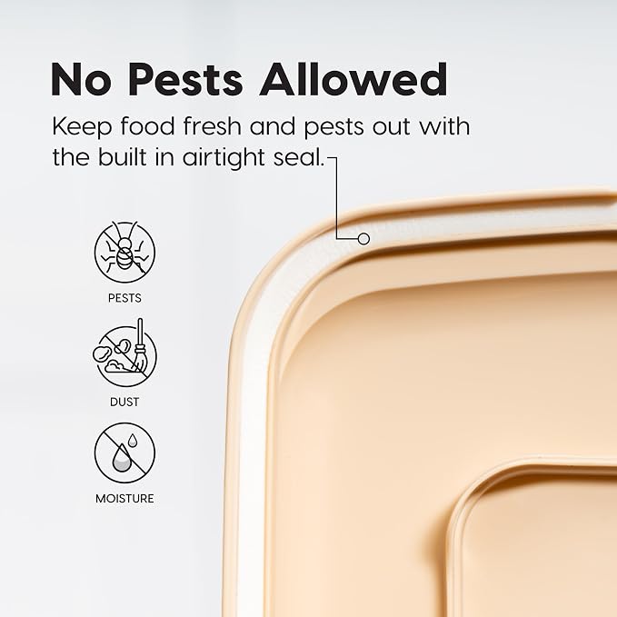 IRIS USA Dog Food Storage Container, Up to 58lbs, Almond/Pearl, Made in USA | Wheels for Mobility, Airtight Seal, BPA-Free, Best for Bird Seed, Cat food, Cat Litter, Chicken Feed, Pellets