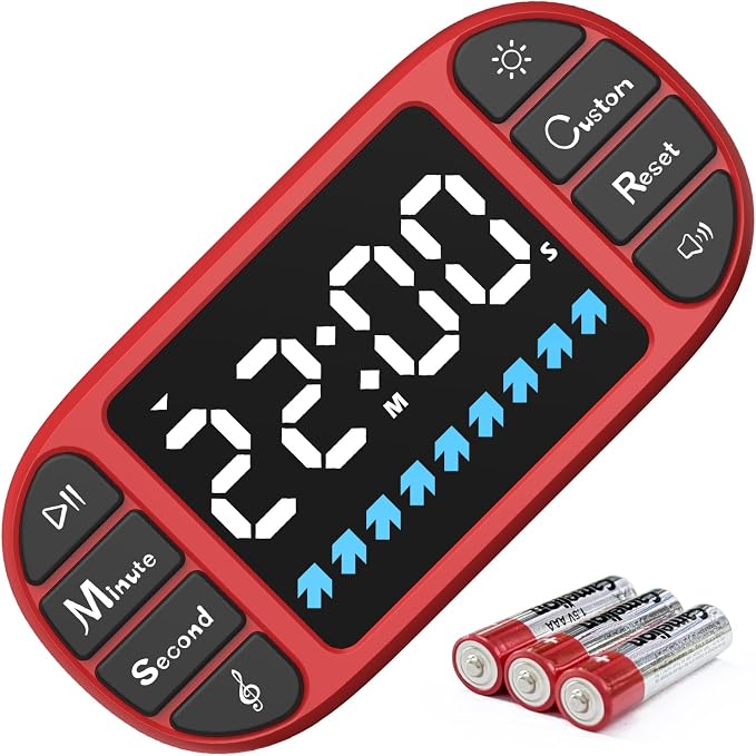 Digital Kitchen Visual Timer: 3.6'' Large LED Display, Magnetic, 3 Brightness, 4 Alarms and Volume, Memory Function, Countdown Count up for Cooking, Classroom, Home Gym, AAA Battery Included