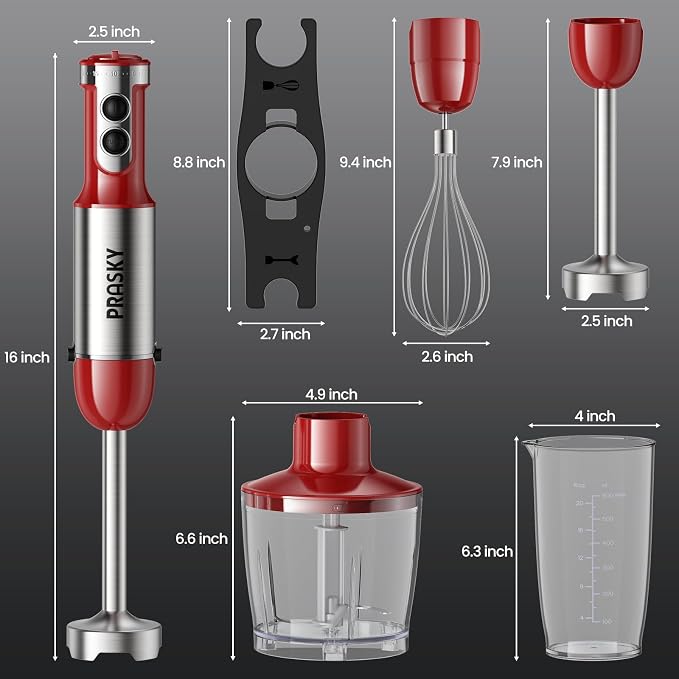 Immersion Blender Powerful Four Blades, Hand Mixer 5-in-1 with 20-speed, 1200W One-button Disassembly and Washing, Suitable for Kitchen Making Soups, Protein Shakes and Baby Food | One-button Disassembly and Washing, Suitable for Kitchen Making Soups, ...