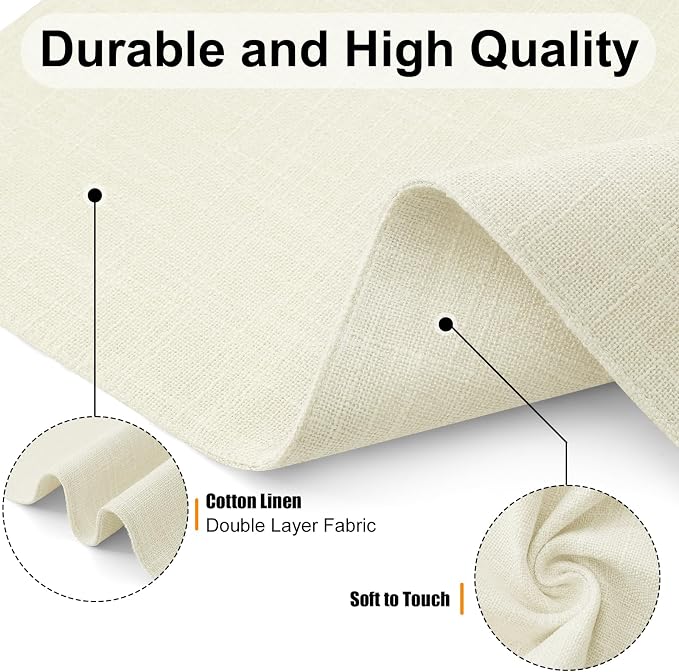 Homaxy Cloths Placemats for Dining Table Set of 4, 13" x 18", Cream | Heat Resistant, Washable, Cotton Linen Blend Table Mats, Easy to Clean Place Mats, Indoor Outdoor
