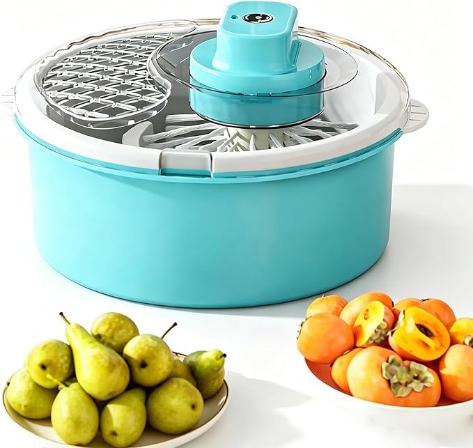 Electric Salad Spinner,Fruit Cleaner Spinner Washer (Blue) | Multifunctional Vegetable Dryer Fruit Washing Bowl with Strainer for Produce Strawberries, Berry, Grapes,Veggies,Potatoes,Etc