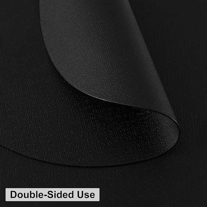 Round Faux Leather Placemat and Coaster 6 Packs, Washable Heat Resistant Dining Place Mats, Wipeable Double-Sided Table Mats for Indoor and Outdoor, Diameter 13 and 3.93 inch, Black