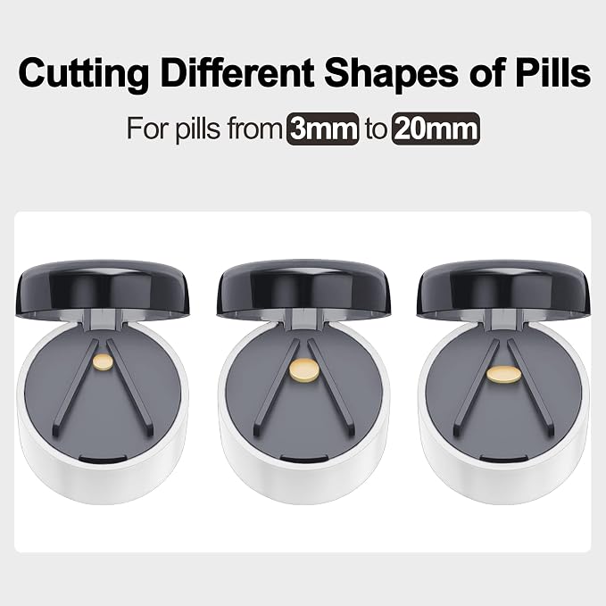 DUBSTAR 3-in-1 Pill Crusher Fine Powder Pill Grinder Pill Cutter Grey | Pill Crushers for Elderly and Pet with Pill Storage and Brush, Pill Splitter for Small or Large Pills