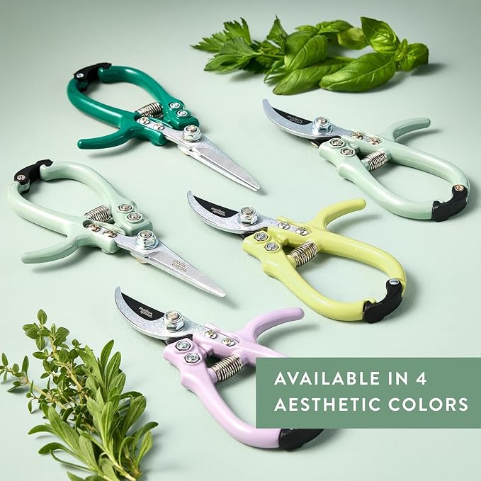 Modern Sprout Pruning Shears - Garden Snips - Herb Scissors - Multi 12-Pack | Lightweight Gardening Tool - Durable Carbon Steel Blade W/Easy-Lock - Gardening Supplies - Flower Cutter - Reusable Holster