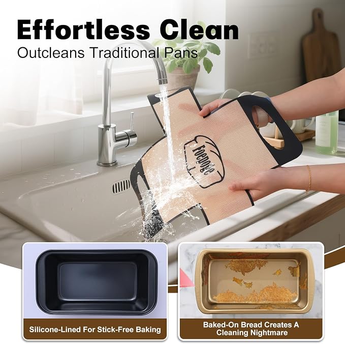 Loaf Pan with Liners Set: Nonstick 9 x 5 Inch Bread Pan for Homemade Baking | 2-Pack for Homemade Oven Baking - Rectangular Baking Tray for Kitchen Home Baker Make Sourdough Banana Sandwich 9x5 Brioche