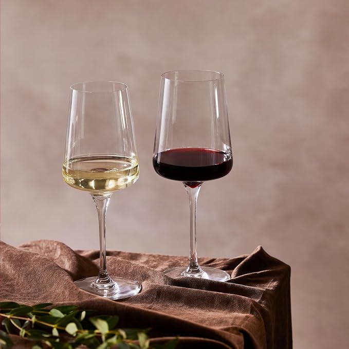 KROSNO Red Wine Glasses Set of 6, 16.9 oz, Infinity Collection | Wine Tumbler with Stem, Lead-Free Crystal Glassware, Drinking Glasses, Elegant Cups, Home & Restaurant, Dishwasher Safe