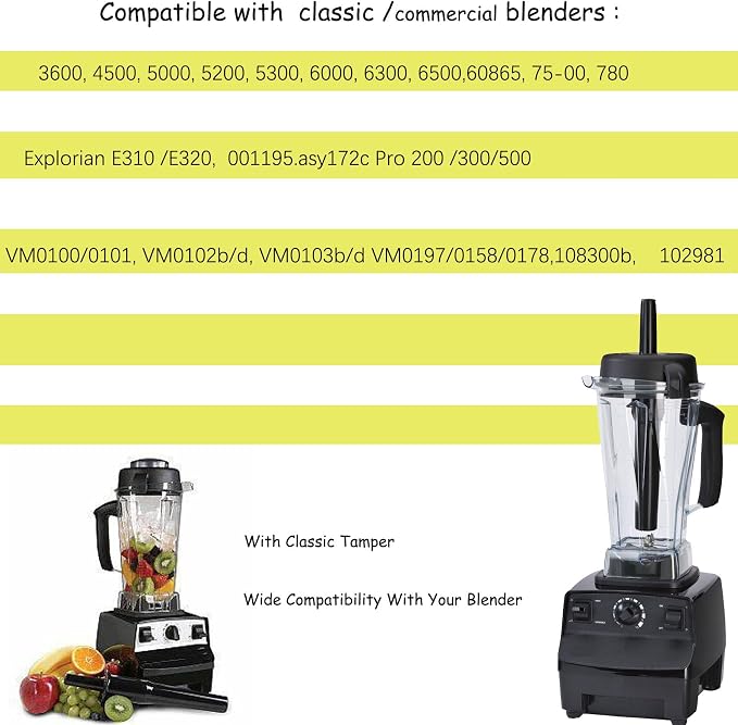 Blender Pitcher 64oz, With Classic Tamper,Compatible with 5200 5000 7500 Pro500 Vita-Prep Vm0101 Vm0102 Vm0103 Vm0197 E310 320 Explorian/Commercial Series etc blender, 10 Year Warranty | Blender Pitcher 64oz, Compatible with Vit 5200 5000 7500 Vm0103 V...
