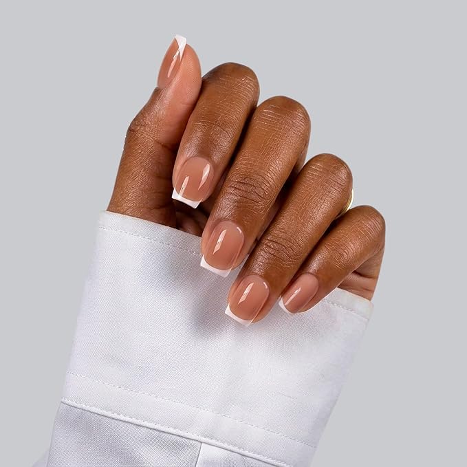 BTArtboxnails XCOATTIPS White French Tip Press On Nails, XS Coffin, Brown | Lamp-Curable, 4-Week Wear, Natural Nail Look, Salon Quality Value at Home, Easy-to-Apply for Beginners, 160ct Nail Tips Only