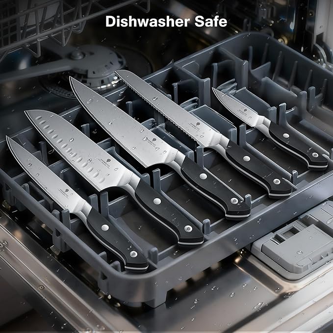 10 PCS Japanese Kitchen Knife Set, Dishwasher Safe | 5 Layers High Carbon 9Cr18Mov Stainless Steel, Ultra-Sharp Professional Chef Cooking Knife with Knife Sheath