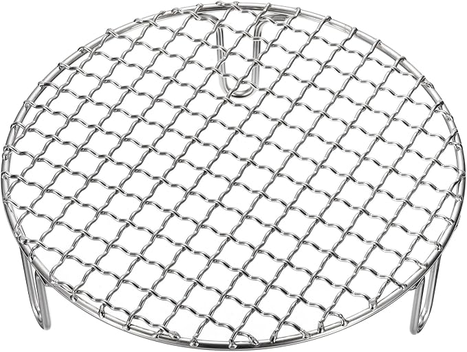 HARFINGTON Round Cooking Rack 7.5-inch Stainless Steel Cross Wire Barbecue Grill Net with 50mm Legs for Cooking Baking Steaming BBQ