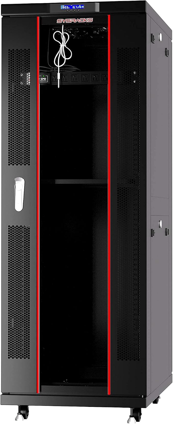32U Server Rack Cabinet – 19" Network Rack Enclosure, 39" Deep Floor Standing Data Rack with Locking Glass Door, Cooling Fans, PDU & Shelf for Servers, Switches and Patch Panels