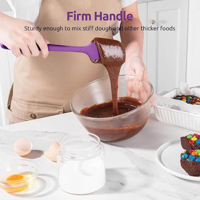 U-Taste Silicone Spatula Set 600°F High Heat Resistant, 4-Pcs, Purple | Food Grade Hot-Proof Seamless Rubber Scraper, Kitchen Flexible Silicon Cooking Utensil Set, Diswasher Safe Baking Supplies