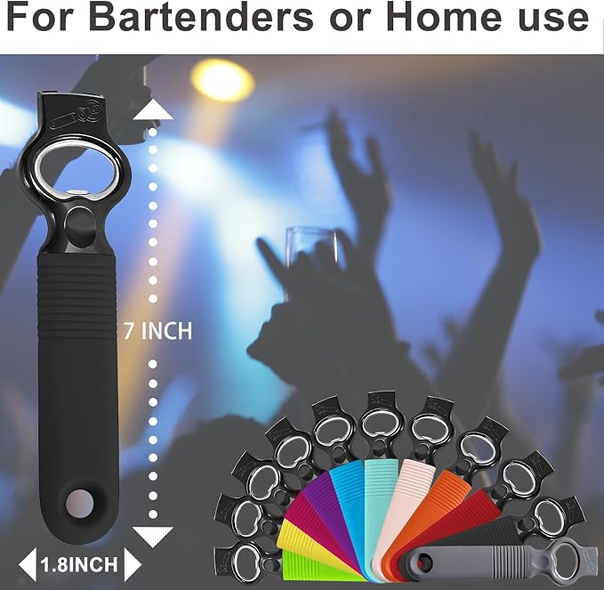 2-in-1 Soda Can Tab & Beer Bottle Opener, Black, 2-Pack | Easy pull tab opener with soft silicone handle protects nails & arthritic hands. Great for bars, picnics, and outdoor events