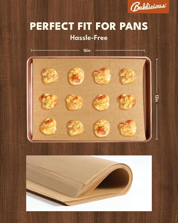 Baklicious 12x16inch 220pcs Unbleached Pre-cut Heavy Duty Parchment Baking Sheets