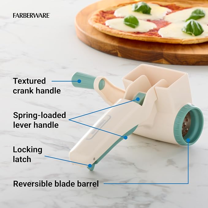 Farberware Professional Rotary Cheese Grater, Durable and Versatile Kitchen Gadget for Effortless Grating, Green