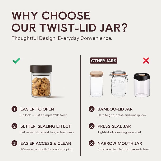 13 oz Small Airtight Glass Overnight Oats Containers with Lid | Twist Seal, Silicone Ring, Wide-Mouth Borosilicate Container for Yogurt, Chia Pudding, Fruit, Snacks and Meal Prep