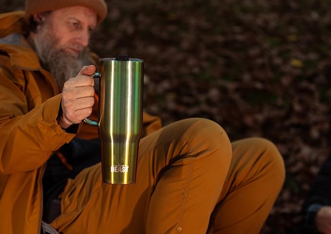 Beast 50 oz Tumbler with Handle Stainless Steel Vacuum Insulated Coffee Ice Cup Double Wall Travel Flask (Rainbow)