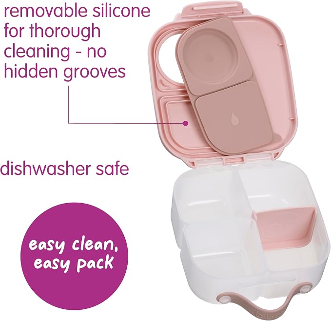 b.box Mini Lunch Box, Snack Containers for Kids, Lunch Box Kids, 4.25 Cup | Bento Box for Kids, Sanck Box, Lunch Containers, Leak Proof, Dishwasher Safe, BPA Free, PFAS Free, Ages 3+ — Blush Crush