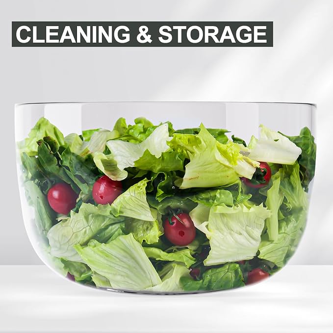 Salad Spinner Small Lettuce Spinner Kitchen Gadgets Vegetable Washer, High Efficiency for Home Kitchen Washing & Drying Leafy Vegetables, One-Handed Handle Easy Press 3.8 Qt White
