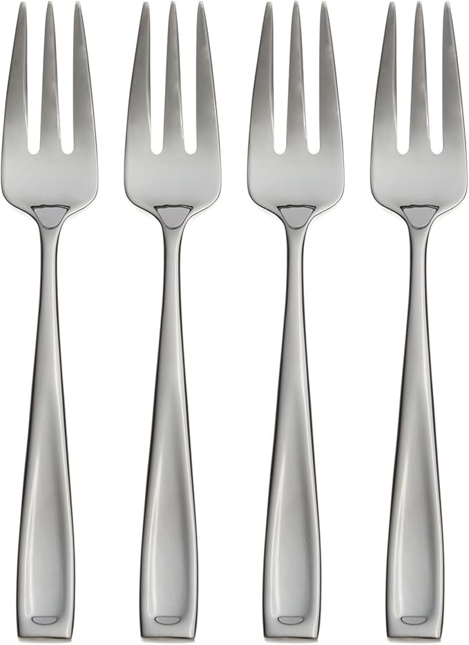 Oneida Moda Cocktail Forks Silverware Set for 4, Flatware | 18/10 stainless steel, mirror finish | set for 4 | appetizer and cocktail party flatware gift, gift for women
