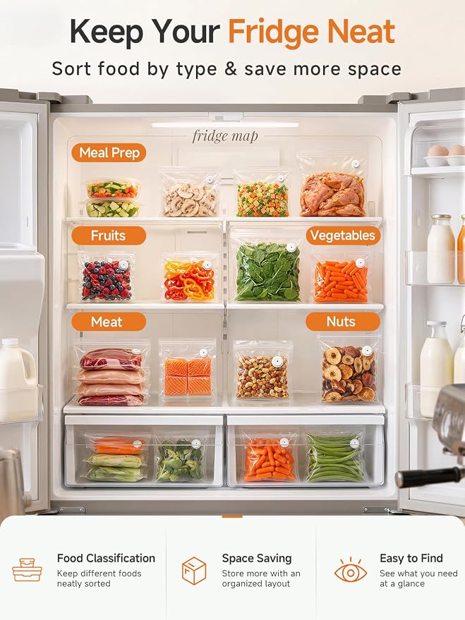 FEPPO Reusable Vacuum Sealer Bags for Food, 20 PCS (10 Medium 8.3"×8.7" + 10 Large 10.2"×11") BPA-Free Food Storage Bags with Air Valve, Leak-Proof & Odor-Resistant for Freshness Preservation