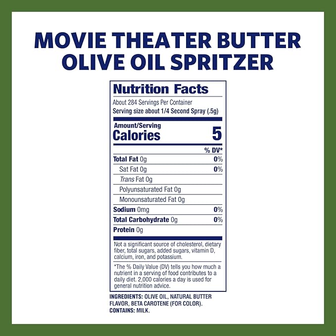 Kernel Season's Movie Theater Butter Olive Oil, Spritzer, 5.00 Ounce | Theater Butter Olive Oil, Spritzer
