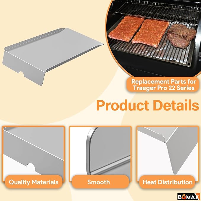 BQMAX Drip Pan Heat Baffle with 6 Pack Drip Tray Liners Replacement Parts for Traeger Pro 22 Series Pellet Smoker Grills, Lil Tex Elite 22, Lil Tex, Lil Tex Elite, Traeger BAC012, BCA070, BAC507