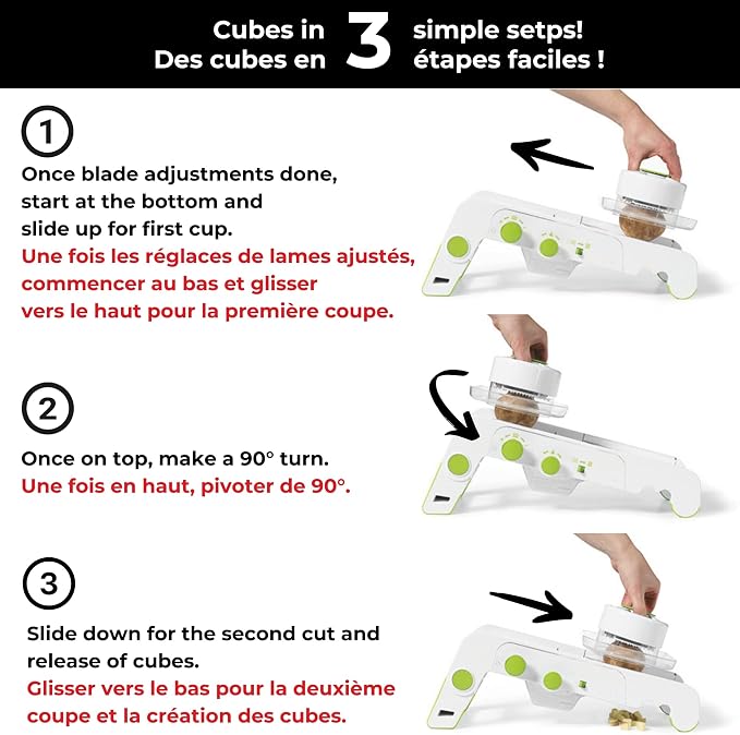 Starfrit Cubing Pro Mandoline Slicer & Dicer, 4 Blades, 10 Settings, White