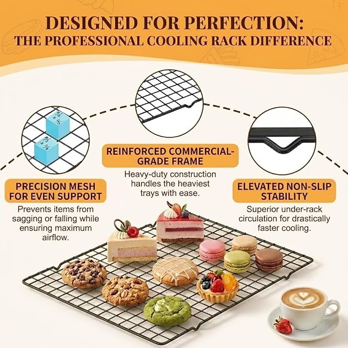 5PCS Cooling Racks for Cooking and Baking 10" x 16" Wire Rack Baking Rack, Cookie Rack, Heavy Duty Metal Wire Rack for Grilling, Roasting, Cooking, Drying,Oven Safe Dishwasher Safe