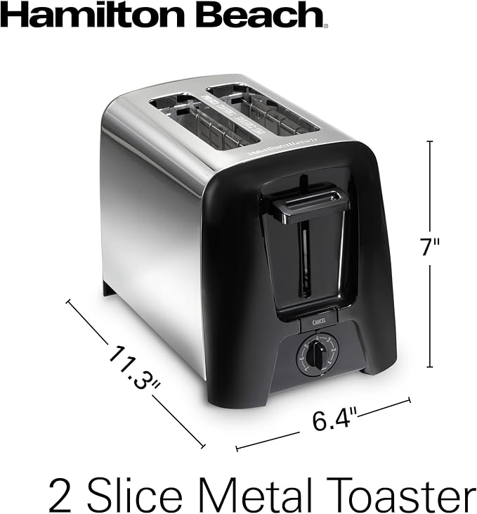 Hamilton Beach 2 Slice Toaster with Extra Wide Slots, Shade Selector, Auto-Shutoff, Cancel Button and Toast Boost, Black