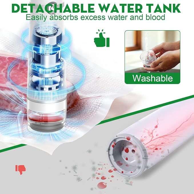 Compact Handheld Vacuum Sealer Machine for Food with 14 Reusable Bags | Powerful 60 kPa Suction, 6X Preservation & Fresh, Innovative Visible Water Tank,Portable Sealer Machine with 14 Reusable Bags