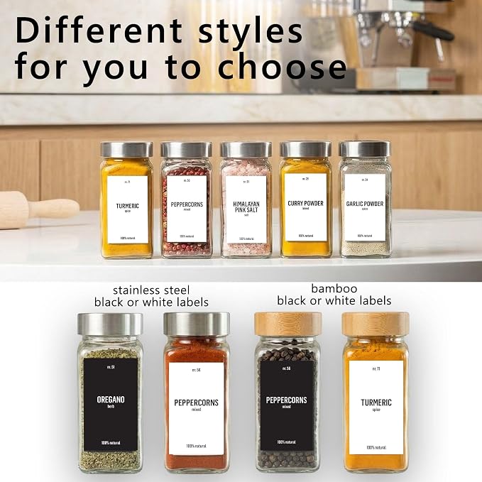 Deco haus Empty Glass Spice Jars with White Label 24x4oz [LABELS incl] Spice Containers with Labels, Shaker Lids & Funnel - Empty Herb Seasoning Containers, Small Seasoning Bottles for Herb | Spice Shaker Glass with Shaker Insert, Pen - Spice Container...