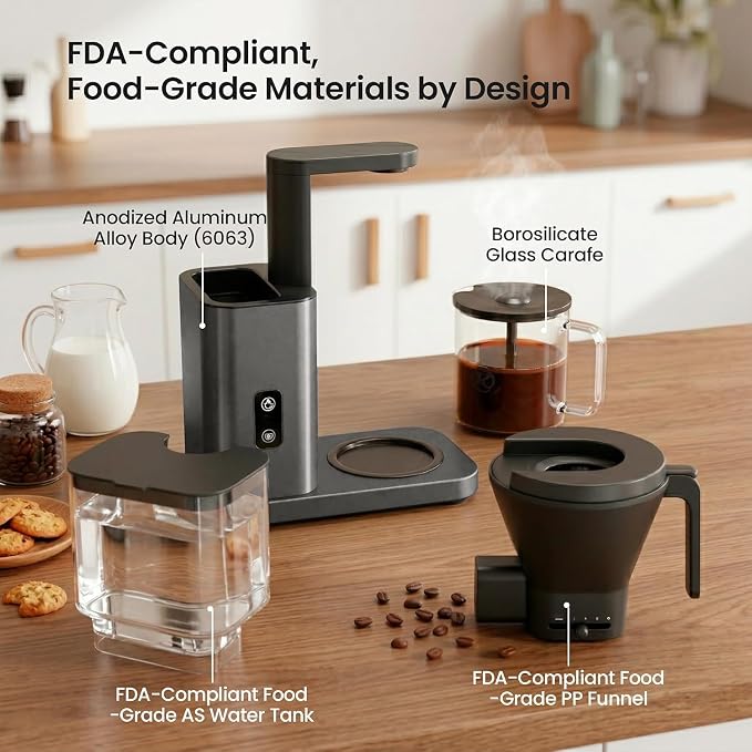 Kismile SCA-Certified 8-Cup Drip Coffee Maker with Pour-Over Control | 3-Second Heating at 197–205°F, Adjustable Flow, Removable 1.25L Water Tank, 20-Min Cold Brew and 40-Min Keep Warm