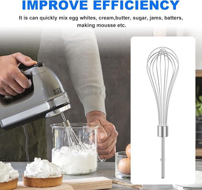 Kitchen Hand Mixer Whisk Attachments FOR KitchenAid Whisk KHMPW,KHM512BM | Replacement KitchenAid Whisk KHM2B, AP5644233, KHM3, KHM5,W10720799 Kitchenaid Egg Beater - 2 Pack