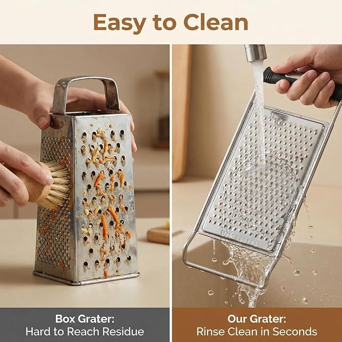 NACOLUS Classic Fine Cheese Grater & Zester,Stainless Steel Handheld | ultra-sharp,stainless cheese shredder&zester for cheese,citrus,ginger,garlic,flat design easy clean,slim for easy storage