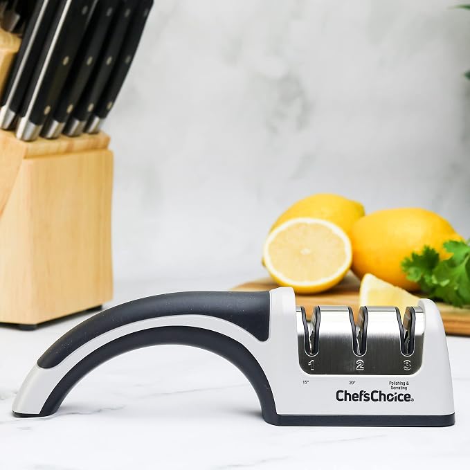 Chef'sChoice Manual Knife Sharpeners for 15- and 20-Degree Straight-Edge and Serrated Knives with Diamond Abrasives Precise Angle Control & Compact Footprint,2-Stage,Gray,(Pack of 6)