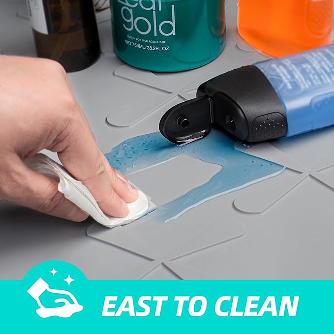 Waterproof Under Sink Mat Silicone 28"x19", Kitchen Cabinet Liner | BPA-Free Silicone Mat with Raised Lip Protects Cabinets from Leaks, Versatile Home Organizer for Bathroom, Pets, Boots, Floor