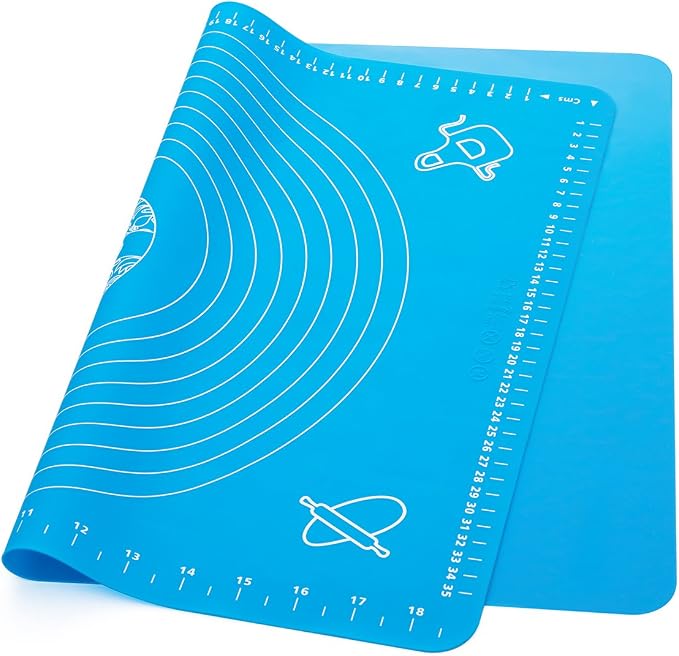 Silicone Baking Mat, Extra Thick Large Non Stick Pastry Mat Sheet for Dough Pie Crust Rolling Mats (Blue, XL-18''(W)*25''(L))