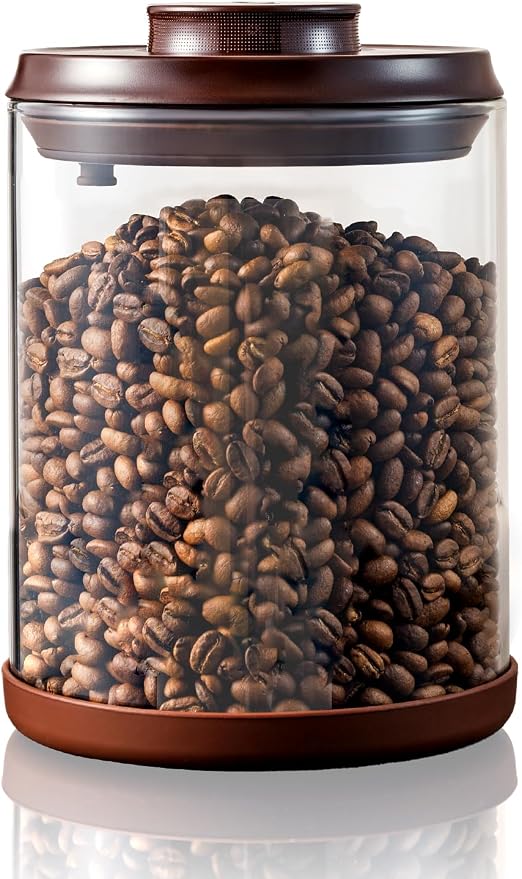 Large Coffee Canister 18 oz, Airtight Food Storage Container with Pop Lid, CO2-Release Valve, High Borosilicate Glass Contianers For Tea Coffee Bean Sugar, 1.13lb