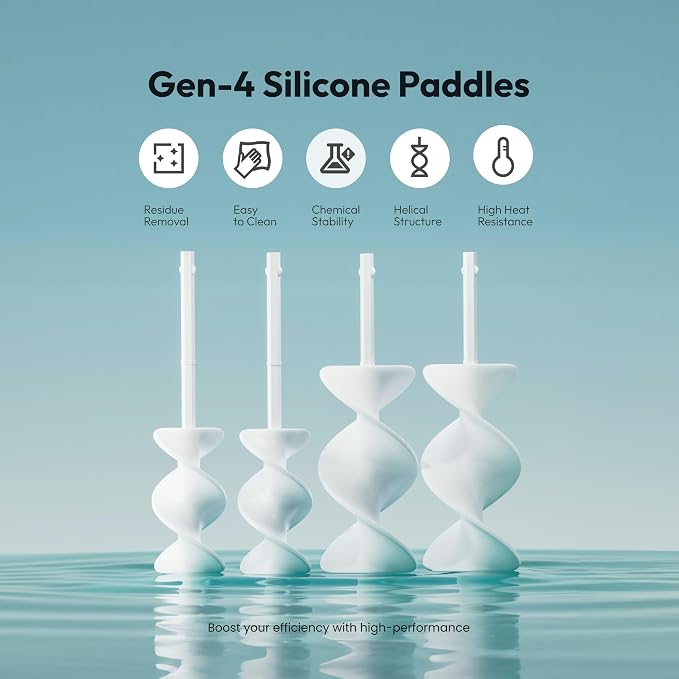 Resiners Spiral Silicone Paddles for Dual-Head Resin Mixer, 4pcs | Dual-Head Resin Mixer Paddles, Epoxy Mixer Replacement, Electric Stirrer Drill Attachment for Epoxy Resin, Paint Mixing