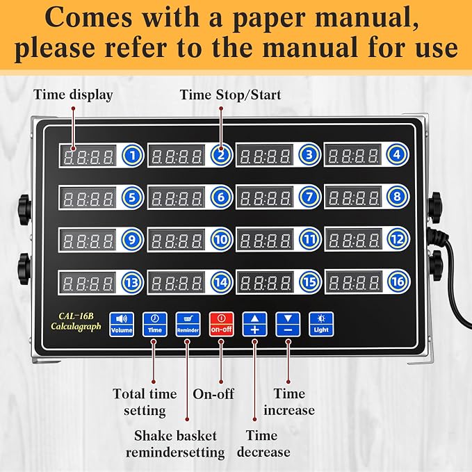 Relaxweex 1 Pack 16 Channel Kitchen Timers for Cooking, Commercial Digital Kitchen Timer with Loud Alarm, Large LCD Display, Restaurant Fryer, Chef, Baking Supplies